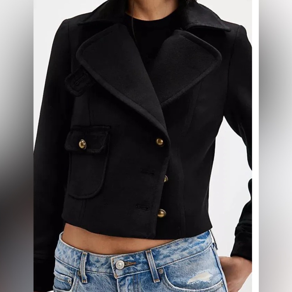 Free People Black Cropped Blazer